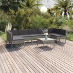 vidaXL Set mobilier de grădină cu perne, 8 piese, gri, poliratan (3094594) - vidaxl