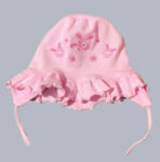  Pamut megkötős sapka, fülvédővel (42) - rózsaszín fodros