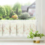 EUROFIRANY Amelia magnólia virágos vitrázs függöny Fehér/rózsaszín 30x150 cm