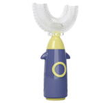  SMARTECH Periuta de dinti pentru copii, 2-6 ani, in forma de U, din silicon, periaj si curatare gingii 360, Albastru/Galben