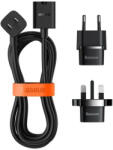 Baseus Cablu Baseus PowerCombo/prelungitor cu mini-priza de alimentare 1m negru (adaptor de alimentare UE si Marea Britanie) (PSMN000301)