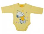 AB ABR Hosszú ujjú pamut body - Sárga - Snoopy (68)