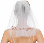  Fehér fátyol "Férjhez megyek" felirattal - rosegold