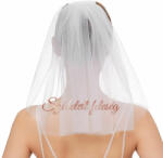  Fehér fátyol "Született feleség" felirattal - rosegold