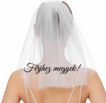  Fehér fátyol "Férjhez megyek" felirattal - fekete