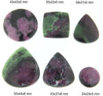  Cabochon din Rubin in Zoisit Natural - Disc- Picatura - Patrat - 24-50 x 24-44 x 5-6 mm - 1 Buc
