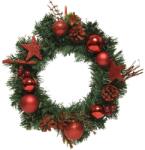 Kaemingk Karácsonyi koszorú gömbökkel díszítve, 30x8 cm, zöld/piros