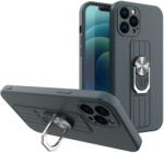 Hurtel Husa Ring Case silicone case with finger grip and stand for Xiaomi Redmi Note 10 / Redmi Note 10S dark blue - vexio