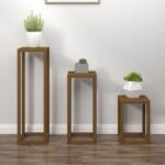 vidaXL Set suport de plante, 3 piese, maro miere, lemn masiv de pin (822270)