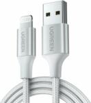 UGREEN US199 USB-A apa - Lightning apa 2.0 Adat és töltőkábel - Ezüst (2m) (60163)