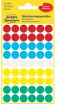 AVERY Etikett címke, o12mm, jelölésre, 5 klf. szín 54 címke/ív, 5 ív/doboz, Avery vegyes (3088) - nyomtassingyen