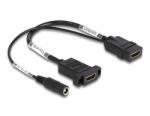 Delock HDMI kábel 4K 60 Hz DC töltéssel 2, 1 x 5, 5 mm 0, 30 m panel-csatlakozó (87038) - dellaprint