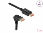 Delock DisplayPort kábel egyenes csatlakozódugóval - csatlakozódugóval 90 ívelt lefelé 8K 60 Hz 1 m (87050)