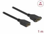 Delock DisplayPort 1.2 kábel csatlakozóhüvellyel - csatlakozóhüvellyel panelrögzítés 4K 60 Hz 1 m (87100) - dellaprint