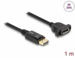 Delock DisplayPort 1.4 kábel 8K 30 Hz apa - anya 1 m panel-csatlakozójú fekete (87825)