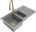 Mexen Matias, 1, 5 kamrás gránit mosogató 900x505x200 mm és Savita mosogató csaptelep, szürke, 6502-71-672601-50 (6502-71-672601-50)