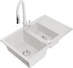 Mexen Gaspar, 1, 5 kamrás gránit mosogató 737x475x177 mm és Savita mosogató csaptelep, fehér, 6507-20-672601-20 (6507-20-672601-20)