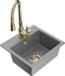 Mexen Milo, 1 kamrás gránit mosogató 435x410x171 mm és Savita mosogató csaptelep, szürke, 6505-71-672601-50 (6505-71-672601-50)