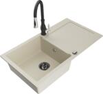 Mexen Leo, 1 kamrás gránit mosogató 900x500x190 mm és Savita mosogató csaptelep, bézs, 6501-69-672601-70 (6501-69-672601-70)