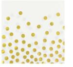 GoDan Gold Dots White, Pöttyös szalvéta 12 db-os 33x33 cm MLG104035