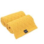 Poofi 2 oldalas kötött takaró - Méz sárga (930493)