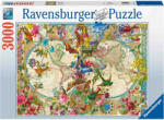 Ravensburger Puzzle Harta Lumii Cu Fauna Si Flora, 3000 Piese (RVSPA17117) - carlatoys Puzzle