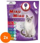 Miau Miau Set 2 x Asternut igienic pentru Pisici Miau-Miau, Silicat Lavanda, 5 l (ROC-2xMAG1016311TS)