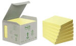 3M Öntapadó jegyzettömb, 76x76 mm, 6x100 lap, környezetbarát, 3M POSTIT, sárga (7100172252/FT510118696) - nyomtassingyen