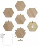 Nanoleaf Kit 7 panouri luminoase inteligente Nanoleaf Elements Hexagons Wood Look Starter Kit, cu senzor muzica inclus, multi-touch control, Wi-Fi (NL52-K-7002HB-7PK)