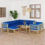 vidaXL Set mobilier de grădină cu perne, 10 piese, lemn de pin tratat (3065258)