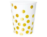  Gold Dots White, Pöttyös papír pohár 6 db-os 270 ml (MLG631712)
