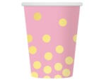  Gold Dots Pink, Pöttyös papír pohár 6 db-os 270 ml (MLG631736)