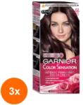 Garnier Set 3 x Vopsea de Par Permanenta cu Amoniac Garnier Color Sensation 1.0 Negru Onix, 110 ml