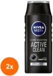 Nivea Set 2 x Sampon Nivea Men Active Clean, pentru Uz Zilnic, 250 ml