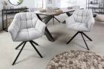 Invicta Set doua scaune pivotant PAPILLON rotativ la 180 cu cotiere din tesatura texturata gri deschis (41587)