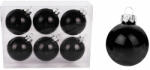  Üveg karácsonyfadísz gömb, fekete színű, fényes felületű, 6cm, 6db