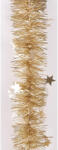  Karácsonyi girland, boa csillagokkal, matt arany színű, 7cm széles és 2m hosszú