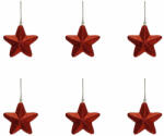  Piros színű csillag formájú 3D karácsonyfadísz 4cm 6db