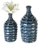  Sötétkék kerámia váza fényes méhkaptár formával 21cm Foggia