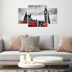 4 Decor Tablou canvas 4 piese - Big Ben alb-negru