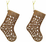  Karácsonyfadísz zokni rosegold színben, áttetsző mintával, 13cm 2db