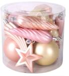  Karácsonyfadísz vegyes formákkal pink, barack és púder színben, 12db