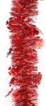  Karácsonyi girland, boa hópihékkel, piros színű, 7cm széles és 2m hosszú