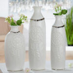  Palack formájú matt hófehér kerámia váza álomfogóval díszítve 35, 5cm