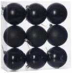  Műanyag karácsonyfadísz gömb, fekete színű 3 féle, 8cm, 9db