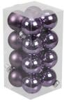  Üveg karácsonyfadísz gömb, lila színű, fényes és matt felületű, 3, 5cm, 16db