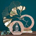  Hatalmas fém fali dekoráció arany színben Ginkgo Biloba ág levelekkel 83x67cm