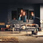 4 Decor Tablou canvas 4 piese - Becuri aprinse