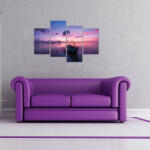4 Decor Tablou canvas 4 piese - Barca la rasarit