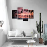 4 Decor Tablou canvas 4 piese - Palmtrees on sunset
